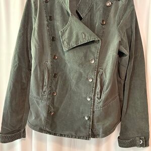 Womens Gray Anthropologie Marrakech Nadia Double Breasted Military Jacket Small